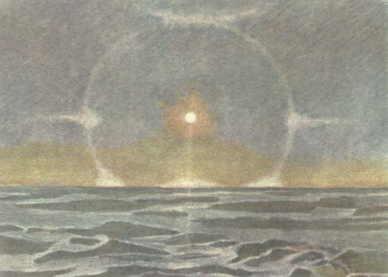william r clark nansen har sjalv gjort den har teckningen av manringar och skuffmanar under en palarnatt i november 1893 Norge oil painting art